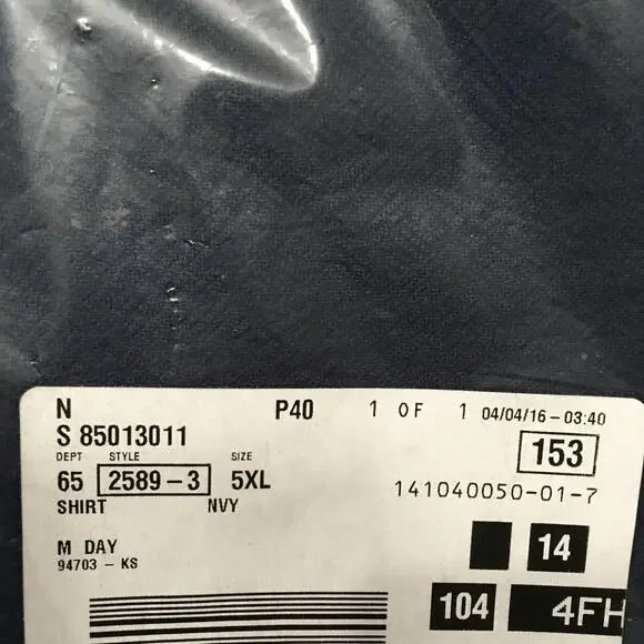 KINGSIZE Vintage Mens Big 5XL DRAWSTRING PULLOVER  NEW NIP XXXXXL   #9 navy - Picture 4 of 8